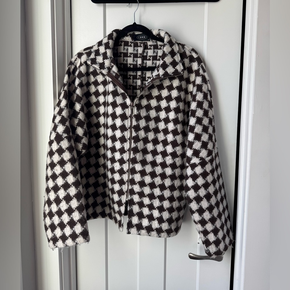 Cider Brown and White Checkered Jacket